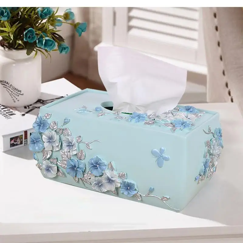 Resin Tissue Box Fashion Romantic Pink Cotton Swab Home Living Room Multi-function Remote Control Storage