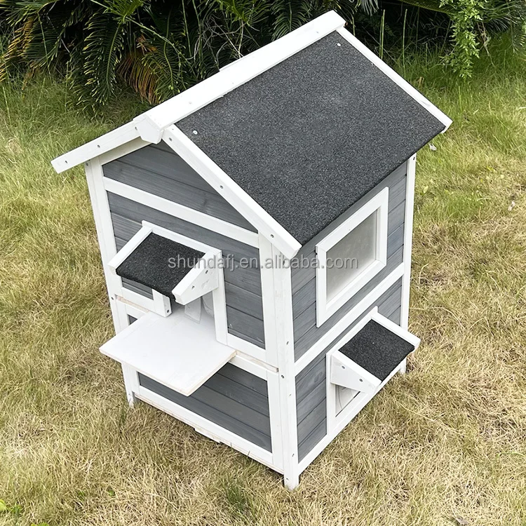 Custom SDCH015 Cat House For Outside Wooden Large Cheap Animal Hot Sale Outdoor Solid Wooden Pet Houses