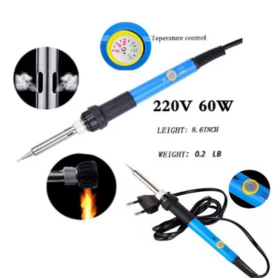 7 en 1 avec interrupteur, ensemble de fer à souder à température réglable, pincettes, outil de dessoudage, fil d'étain, boîte à outils