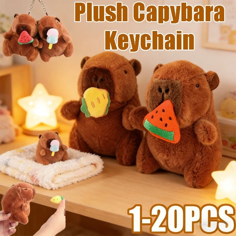 Funny Sneezing Capybara Plush Keychain Cute Stuffed Animal Keyring Soft Plush Toy Bag Charm for Backpack Decoration