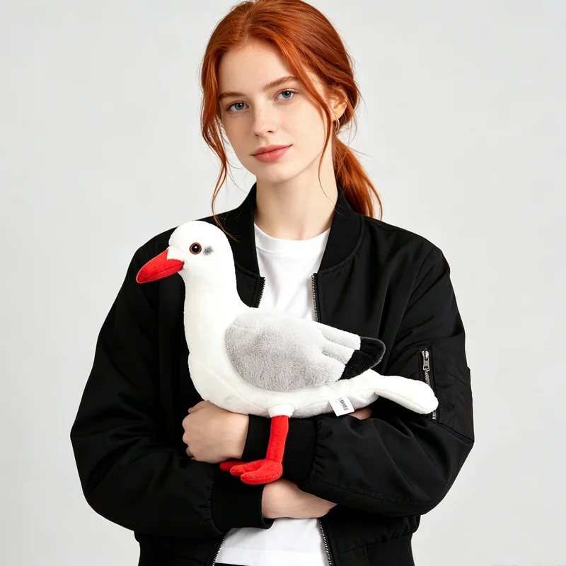Realistic Red-billed Gull Plush Toy Soft Stuffed Seagull Bird Doll Animal Simulation Ornament Gift Home Decor Souvenir