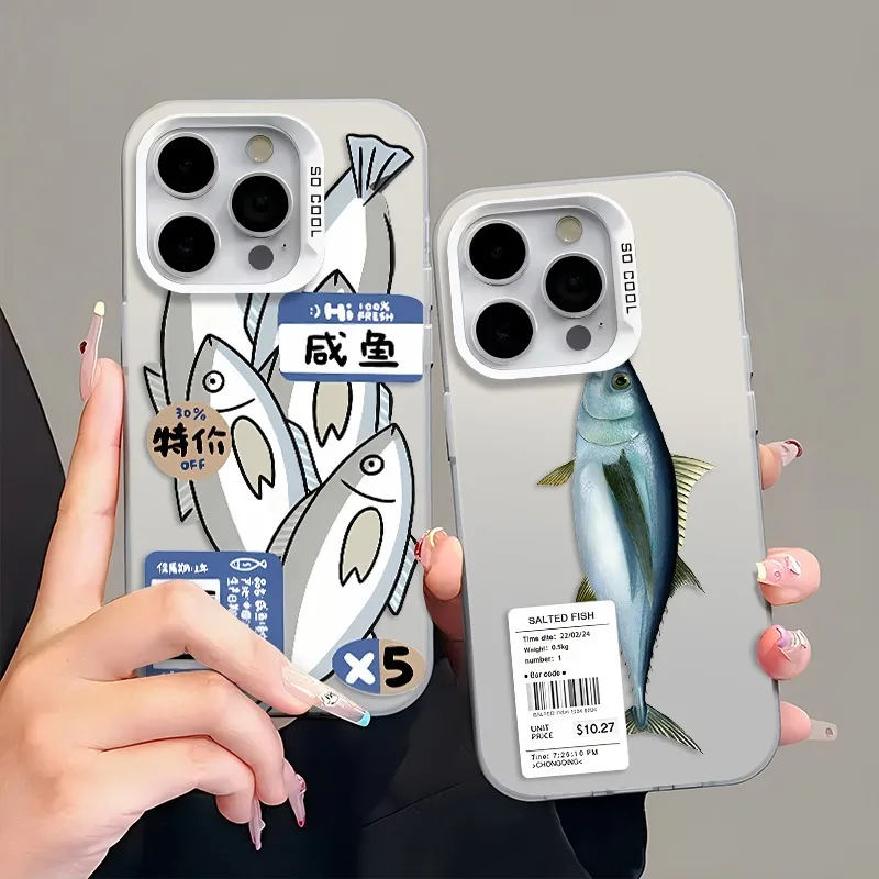 Ins Hot Discounted Salted Fish Case for iPhone 17 Pro 17Air 16E 16 15 14 13 12 11 Pro Max Shockproof Hard TPU Protective Cover