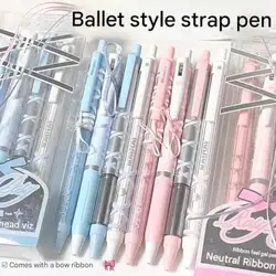 4pcs RosyPosy Ballet Gel Pens Set in Cute PP Box, 0.5/0.38mm ST Tib Quick Dry Smooth Writing Tools Girls Women Students Supplies
