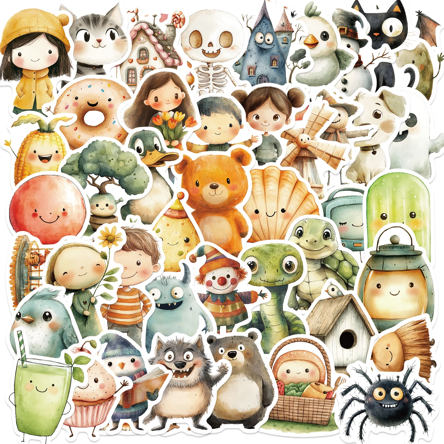 50PCS Characters and Animals Collection Stickers DIY Diary Laptop Luggage Skateboard Graffiti Decal Fun Stylish Classic Toys