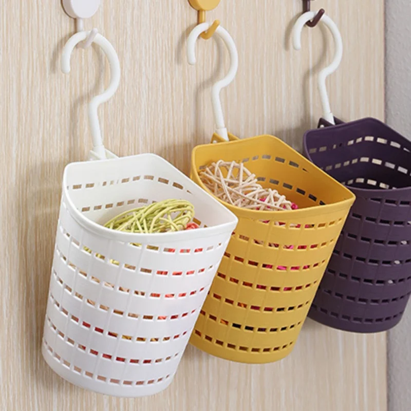 Rotatable Bathroom Storage Basket With Hook Household Desk Stationary Basket Toy Organizer Wall Hanging Kitchen Storage Box