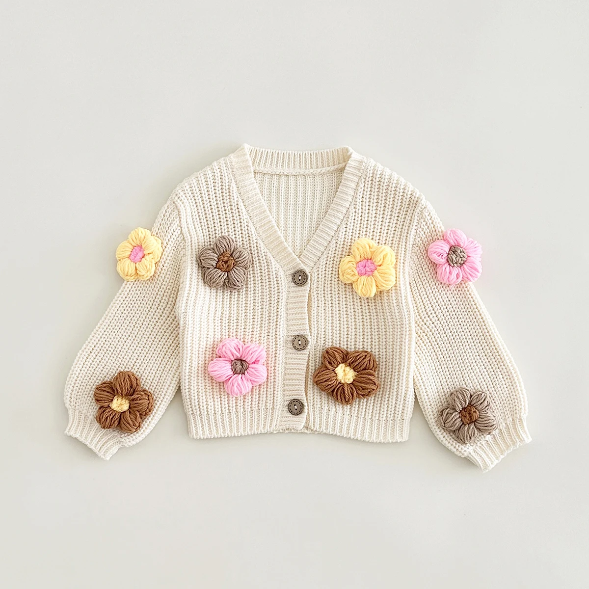 0-3Y Autumn Winter Baby Top Girls Baby Sweaters loose Cardigan Coat Multicolored Flowers Korean Newborn Baby Clothes