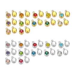 20pcs Rhinestone Beads Crystal Charms Stainless Steel Gold Zircon Pendants for DIY Necklace Bracelet Materials Jewelry Making