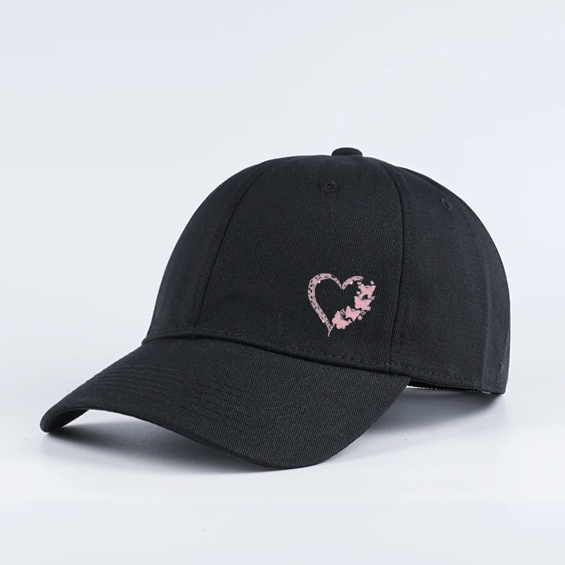 Butterfly Heart Print Baseball Cap Adjustable Unisex Gift For Girlfriend & Romantic Lovers