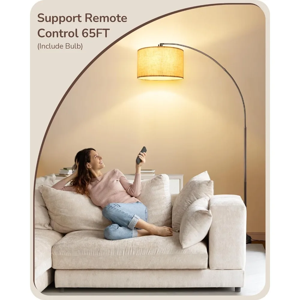 

Dimmable Floor Lamp with Remote, Tall Arc Standing Lamps with Adjustable Drum Shade, Standing Corner, Bronze