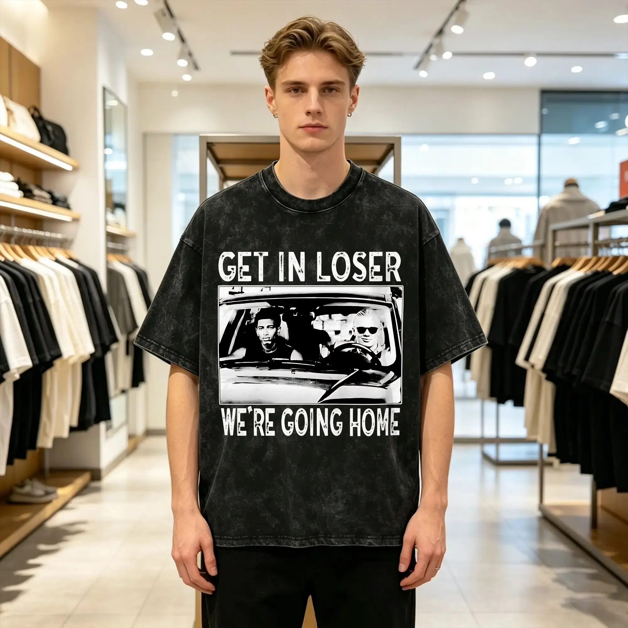 Jude-Bellingham Men T Shirt Washed Haaland Jude Get In Loser We're Going Home Short Sleeve Crew Neck T-Shirt Pure Cotton Clothes
