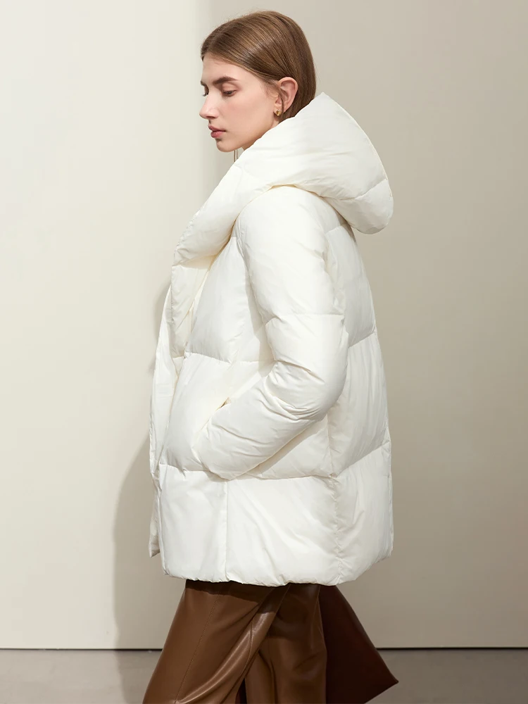 AMII Minimalist Hooded Women Duck Down Jacket Winter New 2024 Loose Warm Bread Clothing Trendy Blends Streetwear Female 12324087