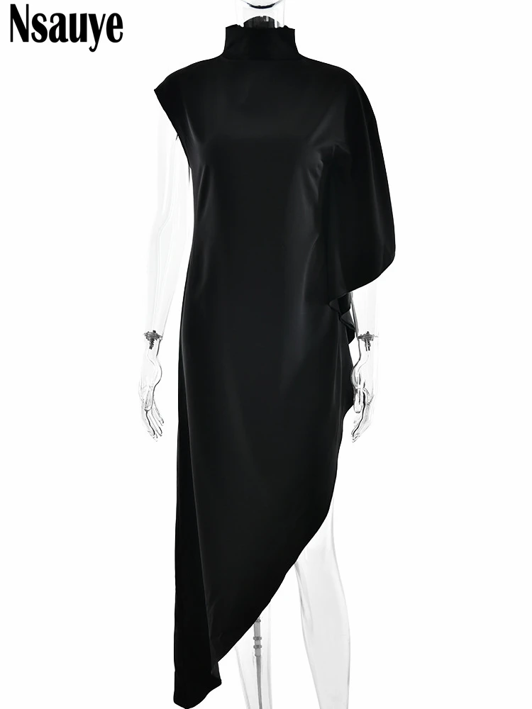 Nsauye セクシーなイブニングパーティー女性ナイトクラブサテンエレガントなドレスロングプルオーバー夏ハイスプリット 2025 マキシホリデーファッションドレス