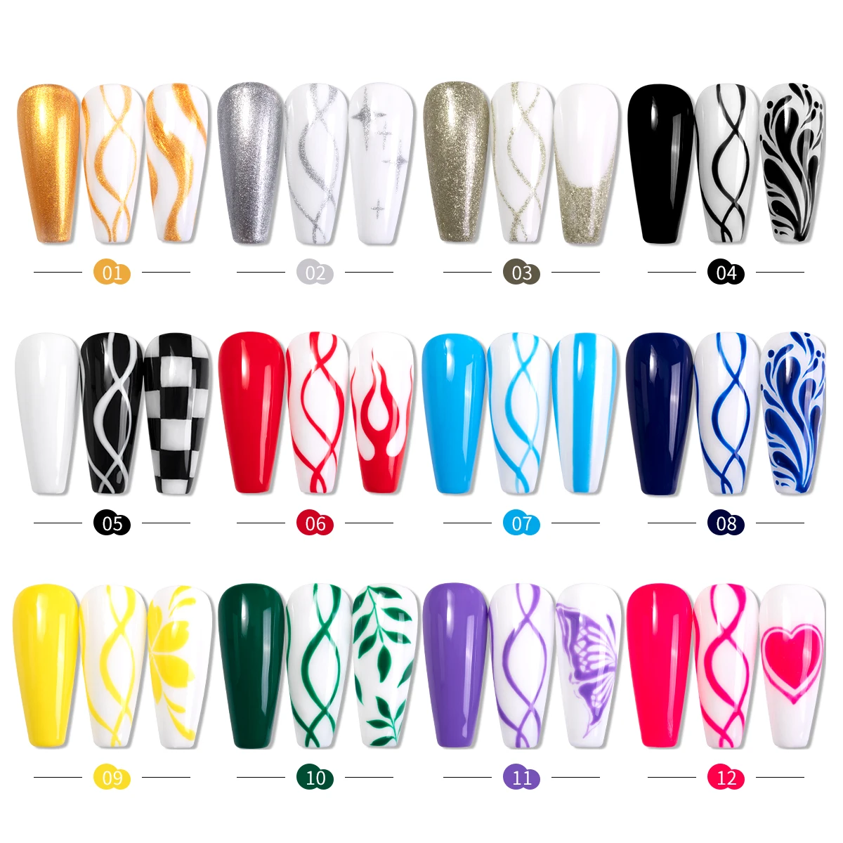 12 Color String Glue High Density Nail String Glue Autumn Platinum Pastel Color Eyeliner Gel 12 Color Set