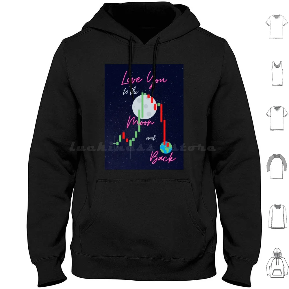 

Толстовки с капюшоном Love You To The Moon And Back Candle Stick с длинными рукавами Candle Stick Криптовалюта Moon Earth