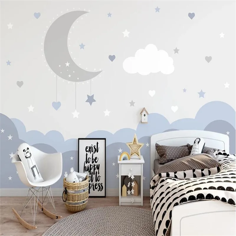 

Nordic Moon Starry Children's Room Background Papel De Parede 3d Living Room Bedroom Wall Paeprs Home Decor Mural Wallpaper 3D