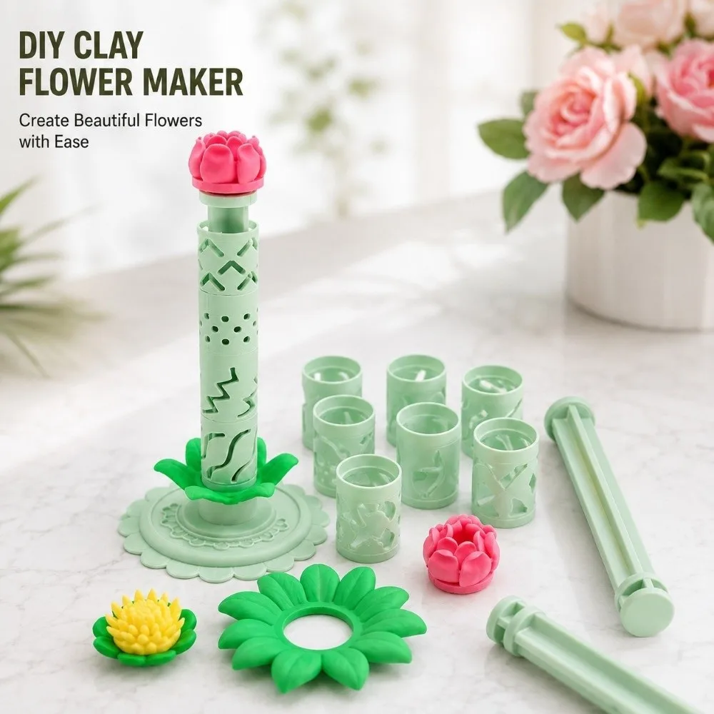3D Printed Modular Clay Bloom Maker Reusable Handmade DIY Clay Floral Mold Tool Modular Hand DIY Polymer Clay Flower Shaper