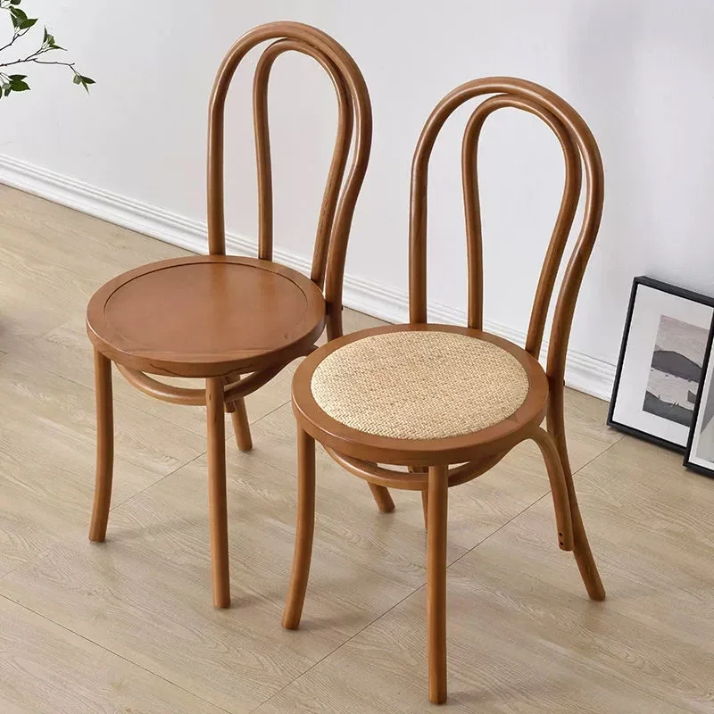 

Vine Weaving Solid Wood Household American French Sonite Dining Chair, Balcony, Book Table, Backrest Chair, Sauna Chair