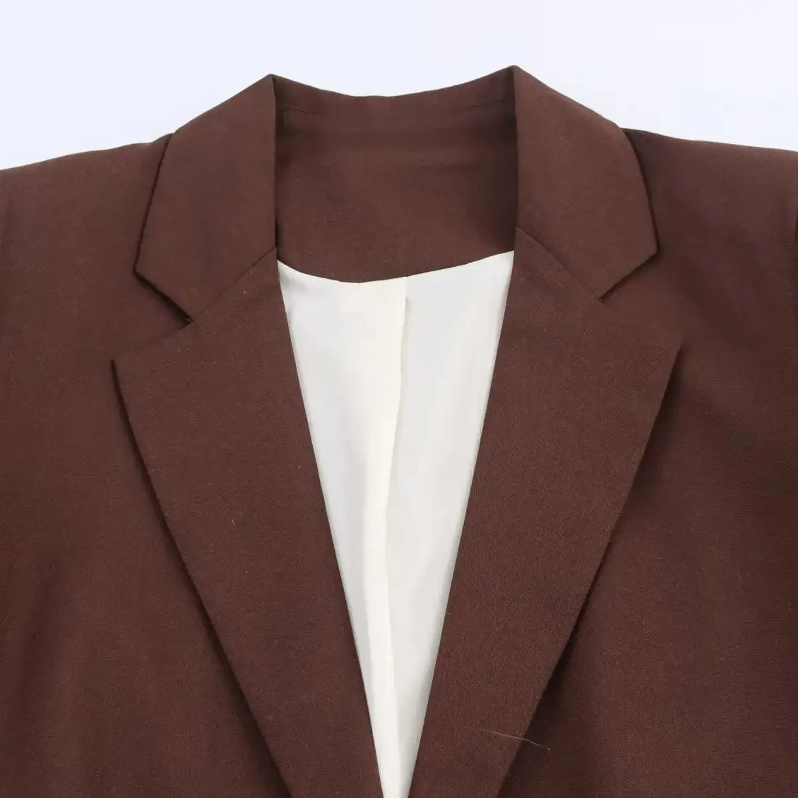 بدلة نسائية موضة 2025 على الطراز الأوروبي والأمريكي للخريف جديدة ممزوجة بأكمام قصيرة أنيقة بزر واحد ملابس خارجية Mujer #3