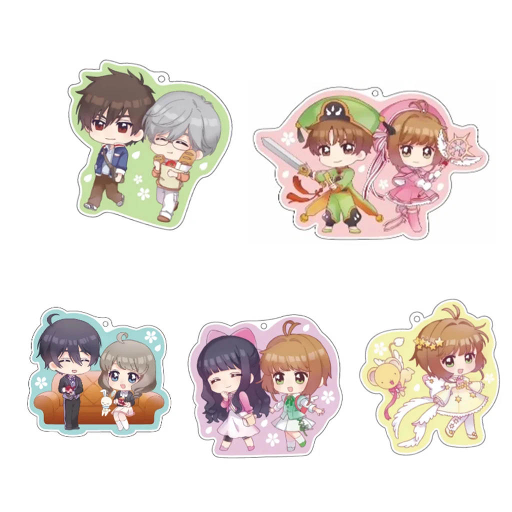 Anime Sakura Keychain Doll CCS Daidouji Tomoyo Syaoran Acrylic Keyring Pendant for Gift