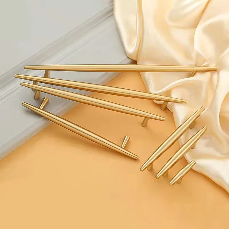 Brass Cabinet Handle Wardrobe Pull Bar Modern Simple Gold Drawer Knobs Furniture Door Pulls