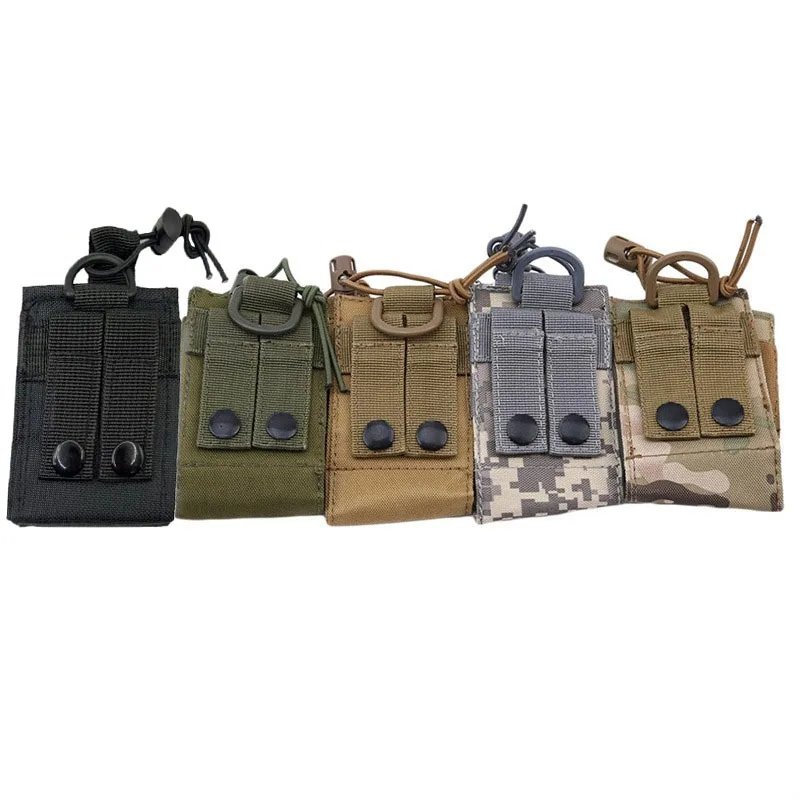 Nylon Talkie Case Adjustable Walkie Talkie Bag Molle Two Way Radio Holster Pouch Tactical Hunting Interphone Hanging Bag