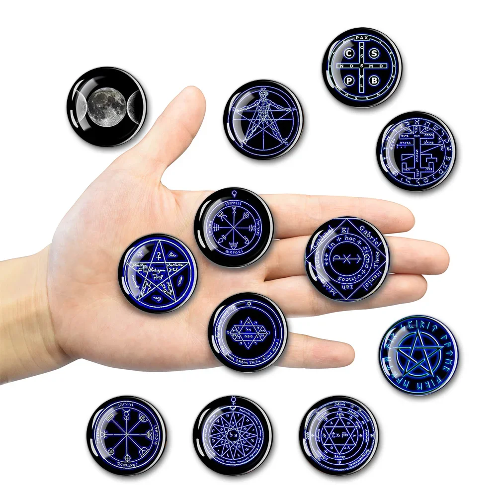 12 pcs/set Refrigerator Magnets 30mm Round Glass Magnet Five Star Disk Decoration Refrigerator Sticker Easy to Fix Study Notes