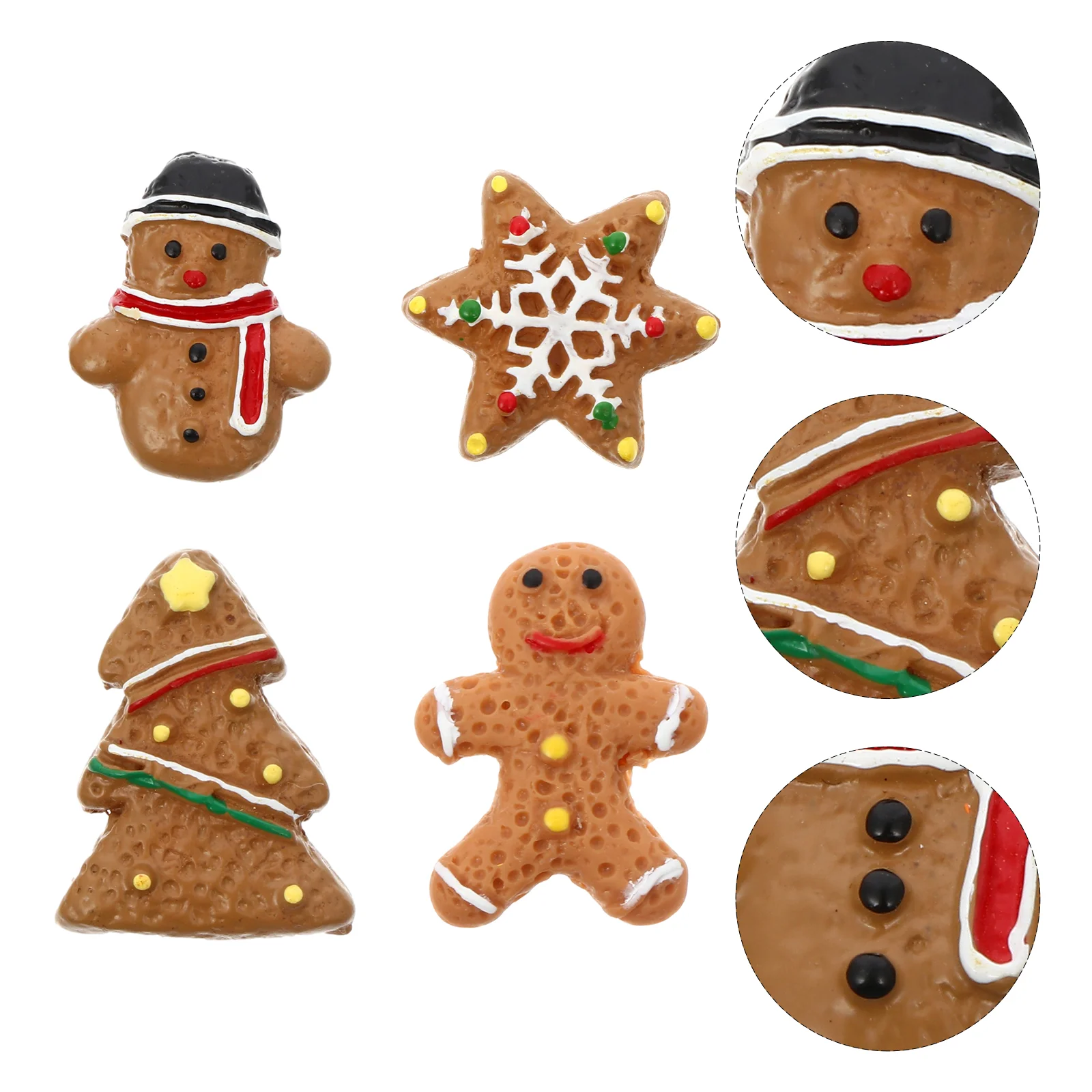 40 Pcs Christmas Resin Accessories Candy Decorations Jewelry Pendant DIY Hairpin Mini Gingerbread Man Ornaments