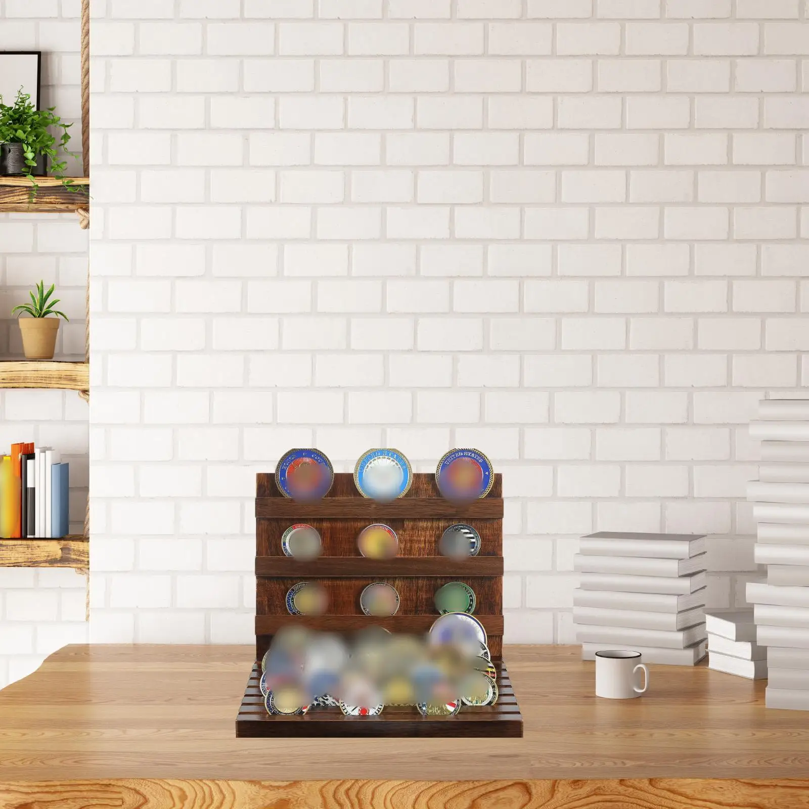 Specie Holder Display Rack for Collectors Medals Wooden Storage Box