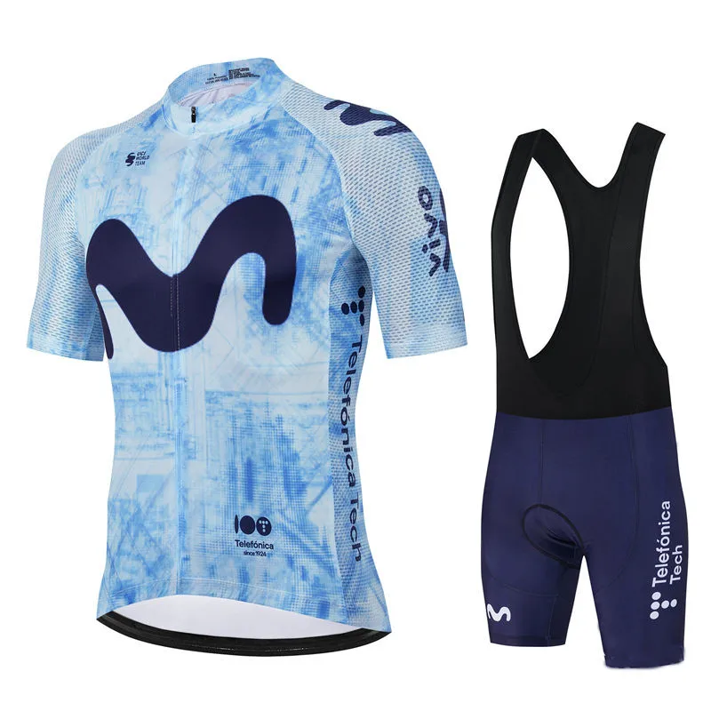 Movistar Cycling Jersey Set Summer Short Sleeve Breathable Men's MTB Bike Cycling Clothing Maillot Ropa Ciclismo Uniform Suit