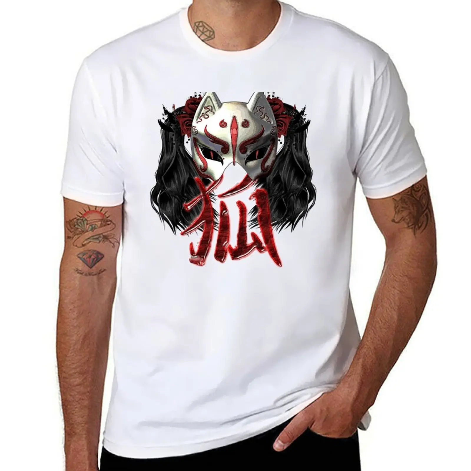 Camiseta KITSUNE WARRIOR, camisetas de diseñador, camiseta para hombre