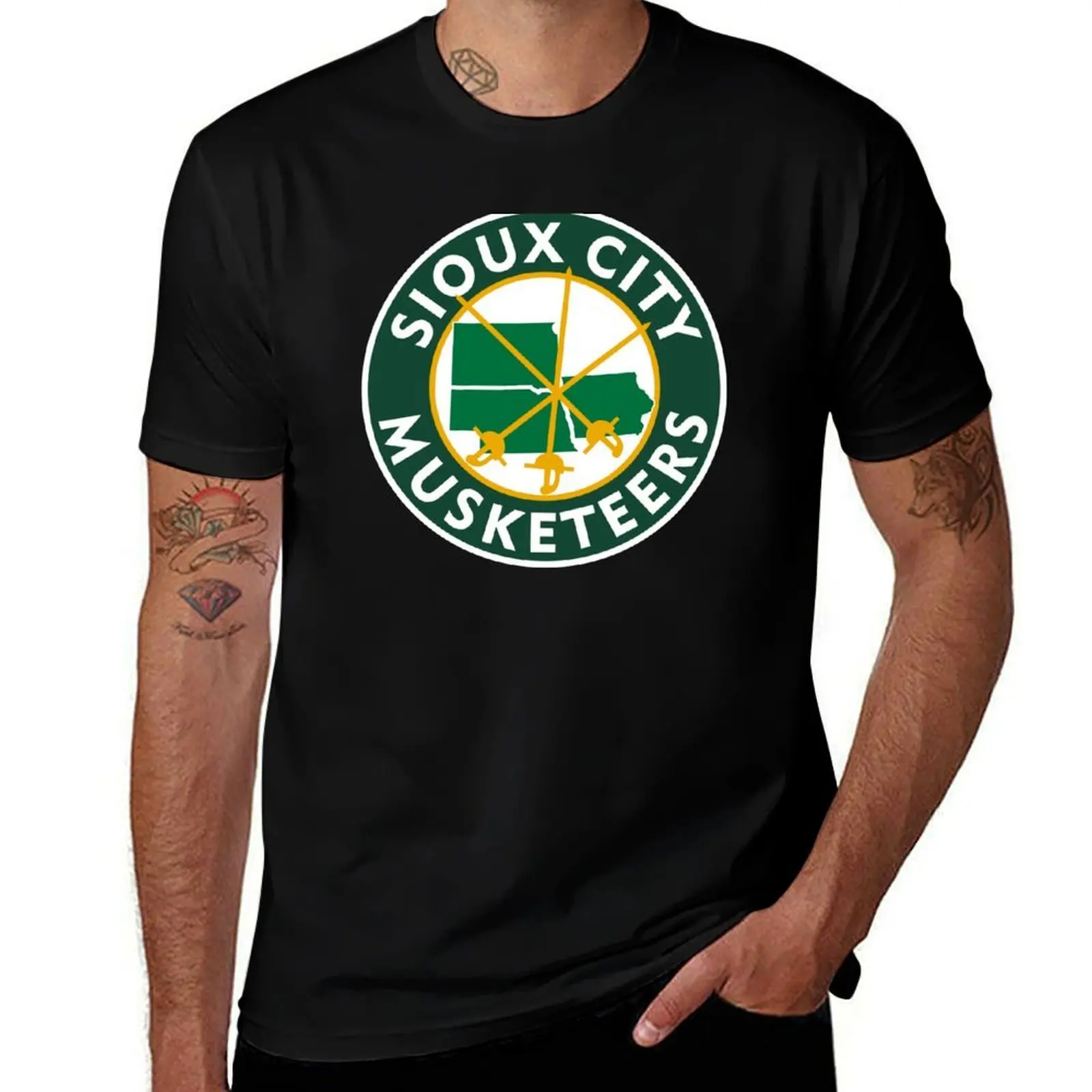 Футболка Sioux City Musketeers, модная повседневная рубашка с короткими рукавами
