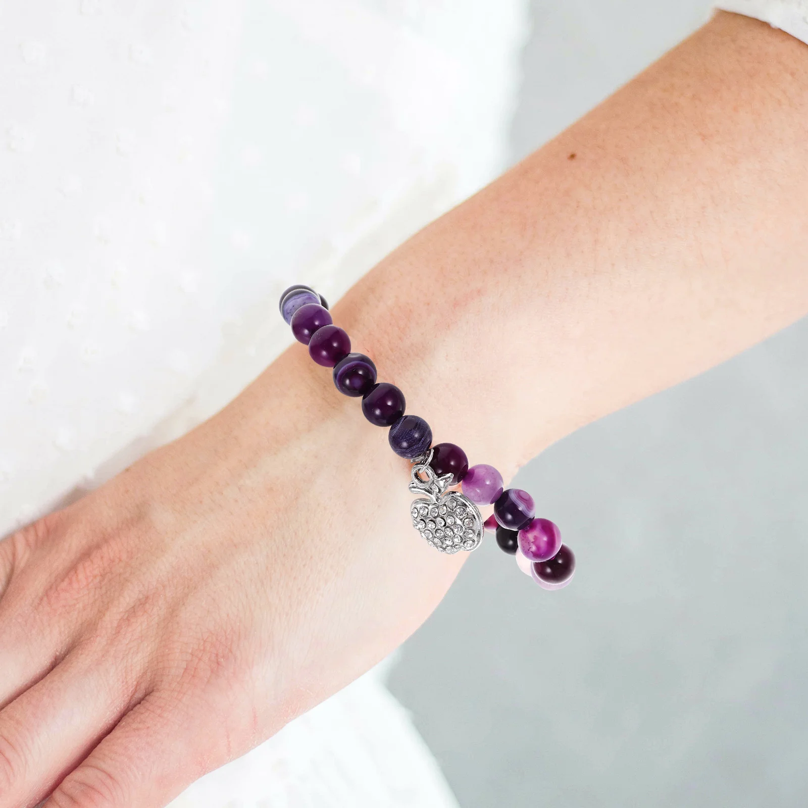 

Natural Amethyst Bracelet for Women Gemstone Crystal Beaded Stretchy Jewelry Purple Charm Wrist Chain Fashion Accessory Durable