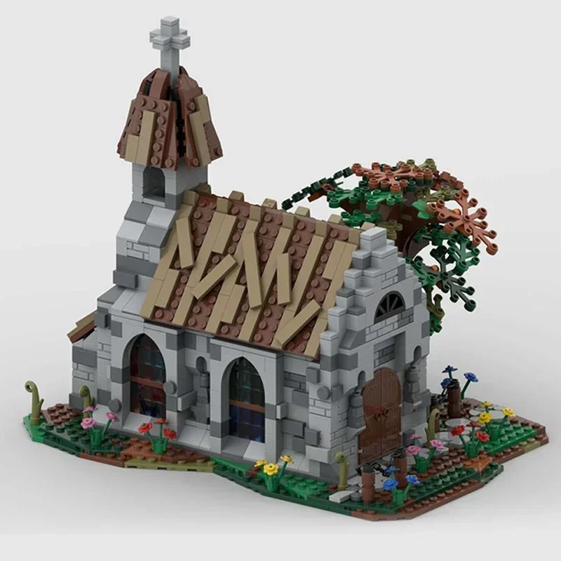 Bloques de construcción Moc para niños, juguete de ladrillos para armar pueblo Medieval, iglesia, serie Street View, ideal para regalo de Navidad