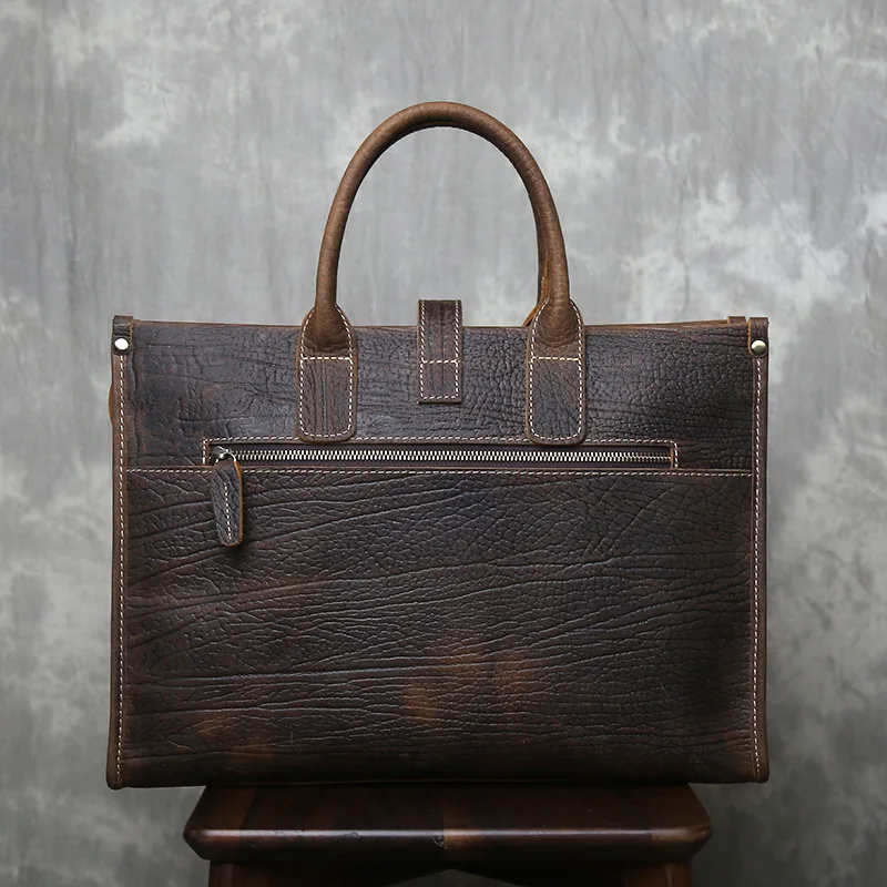Borsa per computer da lavoro per pendolarismo ufficiale da uomo in pelle Crazy Horse retrò Borsa per computer da lavoro per il tempo libero Borsa singola in pelle con strato di testa