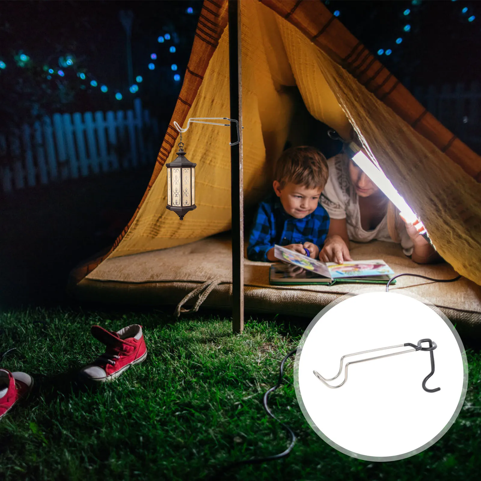 

1pc Camping Light Hook Tent Light Hanger Stainless Steel Outdoor Lantern Hook Sturdy Corrosion Resistant Strong Binding Stable