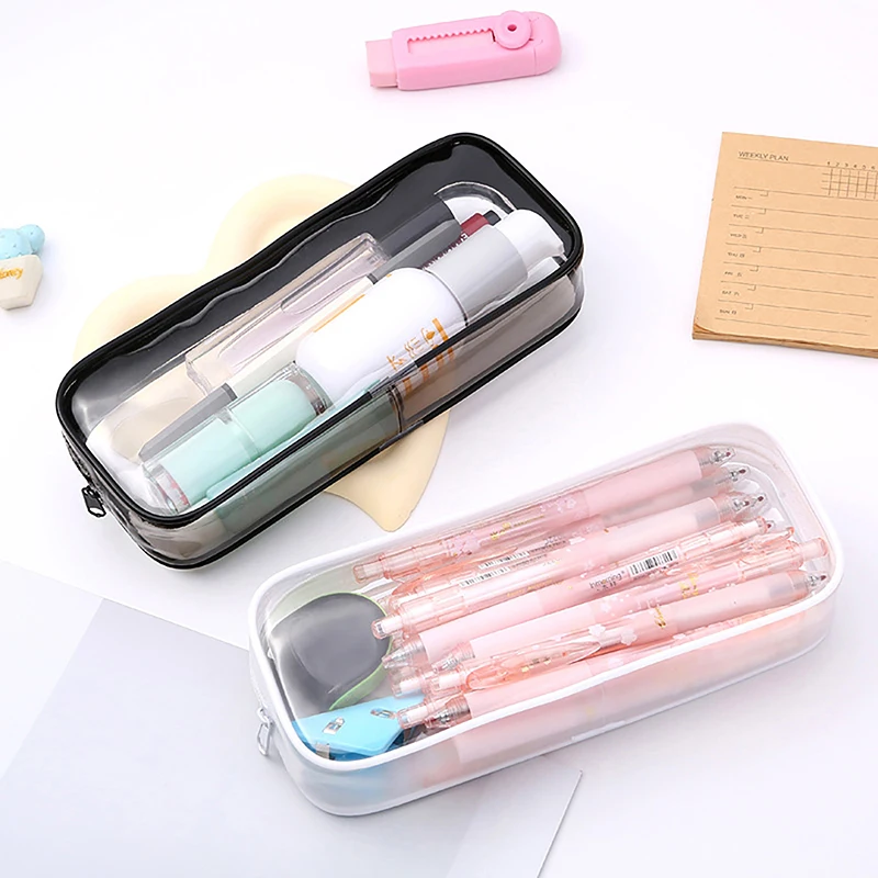 Large-capacity Zipper Transparent Pencil Case Office School Stationery Storage Box Back To School Students Pen Bag