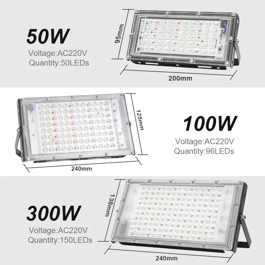 Imagem -02 - Impermeável Led Flood Light com Controle Remoto Holofote ao ar Livre Ip65 Iluminação ac 220v Projectores eu Plug 50w 100w 300wrgb