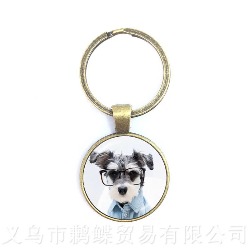 Llavero personalizado con cúpula de cristal redonda para mascota, llavero hecho a mano con diseño de perro, regalo creativo para amantes de los perros, venta al por mayor