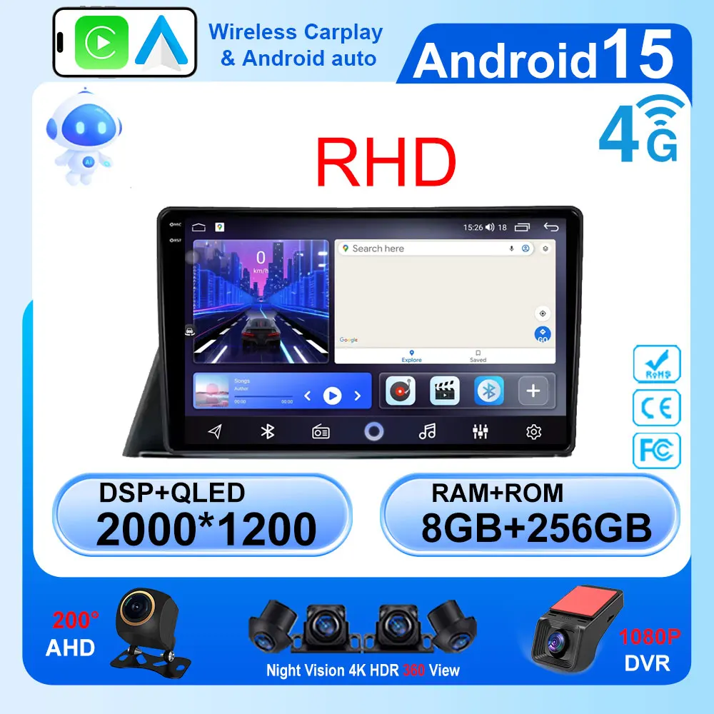 Rádio do carro de android 15 para toyota sienta 2016 -2019 navegação gps estéreo automática carplay multimidia player 2din tela de toque automóvel