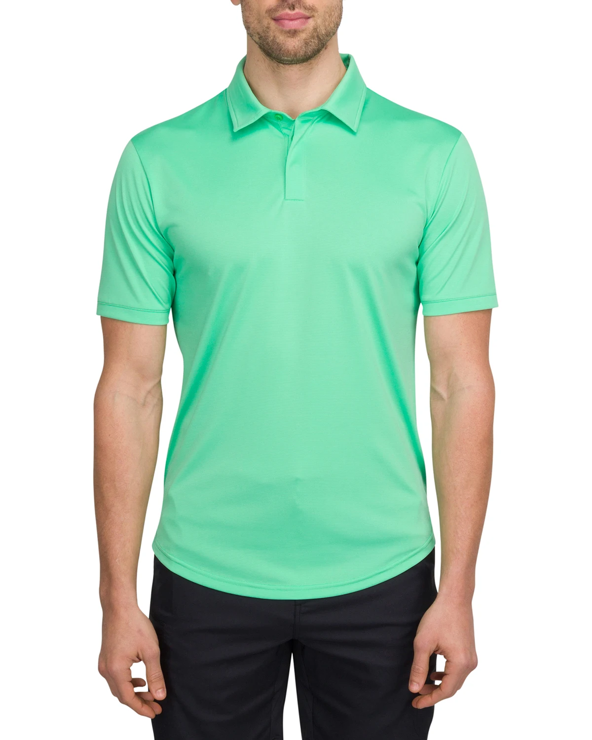 

Men’s Polo Golf Shirt with Round Hem - Dry Fit 4-Way Stretch Fabric, Moisture Wicking, Anti-Odor & UPF50+. Side Split Hems