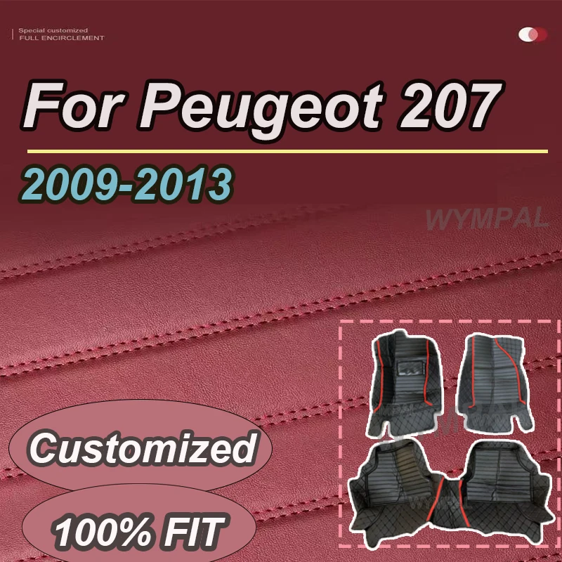 

LUXURY Custom Automotive Car Floor Mats For Peugeot 207 2009 2010 2011 2012 2013 Auto Luxury Leather