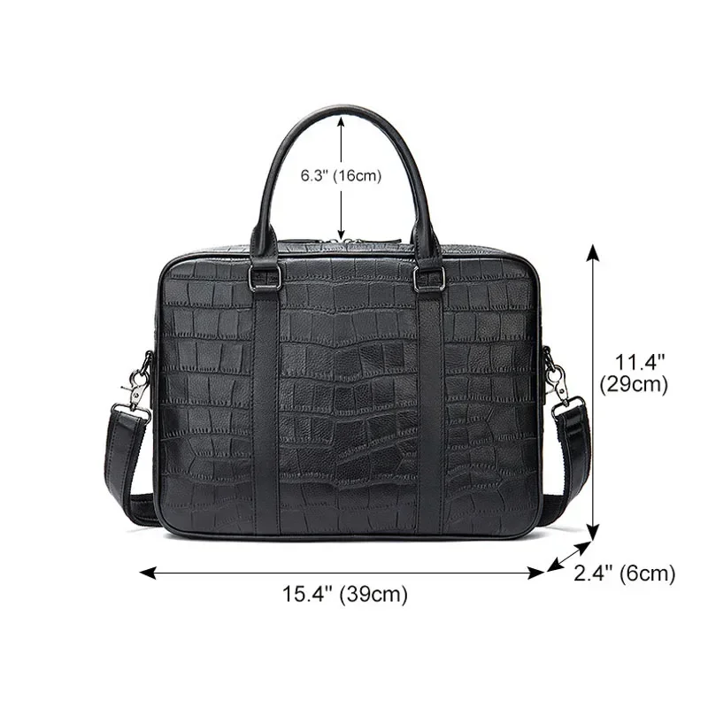 New Cow Leather 15 Inch Laptop Bags Alligator Genuine Leather Men's Briefcase Brand Crocodile Pattern Messenger Computer Bag