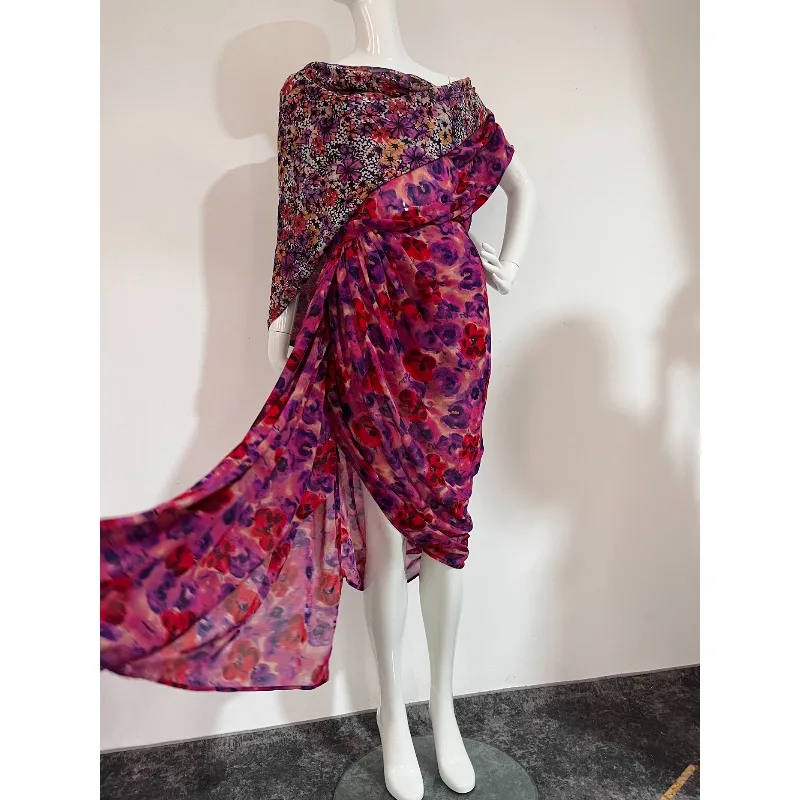 

Новое женское модное платье в китайском стиле с цветочным узором, французское ретро, асимметричное, высококачественное, стройнящее, с цветочным принтом