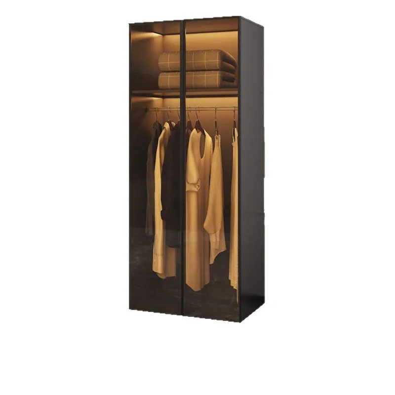 

Light luxury wardrobe household bedroom solid wood modern simple storage simple glass door combination cabinet large wardrobe
