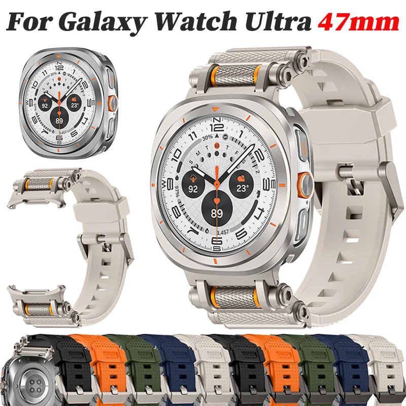 Case+Strap For Samsung Galaxy Watch Ultra 47mm Soft TPU Silicone Band Metal Case for Samsung Galaxy Watch Ultra 2025 47mm
