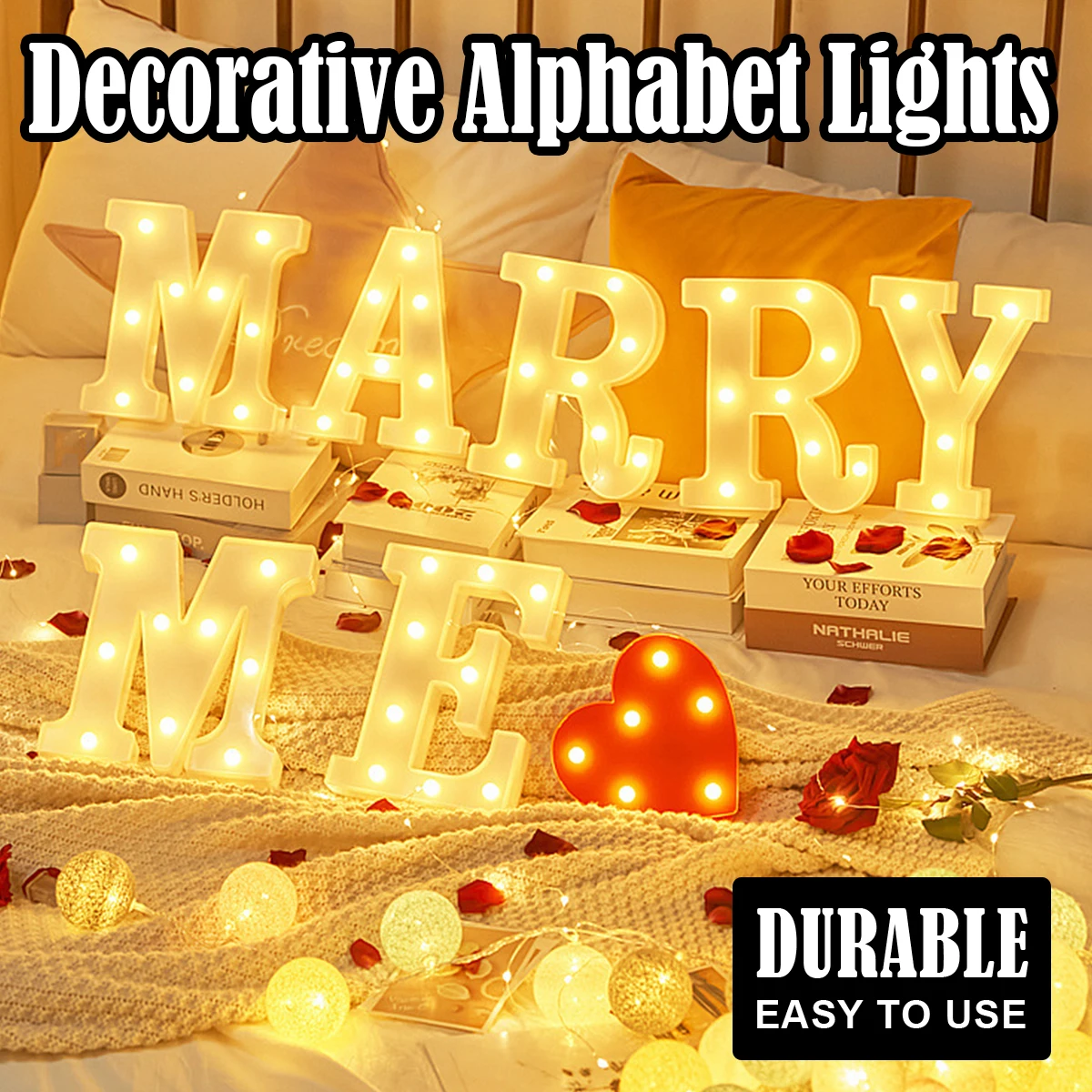 22CM Name Letters Alphabet Letter LED Lights Luminous Number Lamp Night Light Party Baby Bedroom Wedding Decoration Home