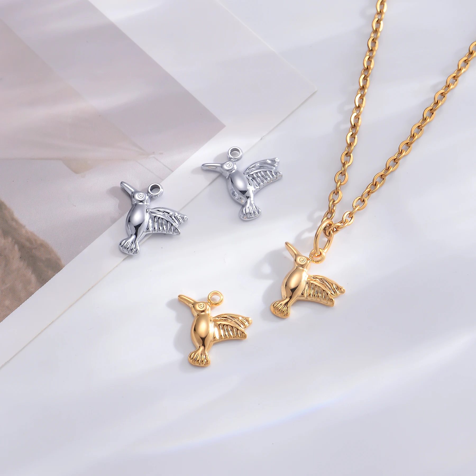 3 Stück Edelstahl Kolibri Charm für Schmuckherstellung Ohrring Anhänger Armband Halskette Zubehör Diy Bastelbedarf – Detail 6