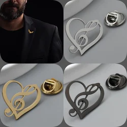 Love music symbol gold-plated badge, men's collar brooch black, silver lapel pin, suit accessories set, branded men's gift