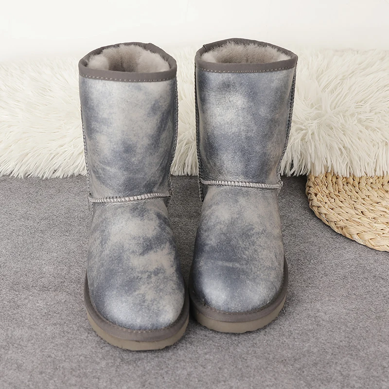 2023 Top Quality Wool Inside 100% Genuine Sheepskin Leather Woman Snow Boots Natural Boots Warm Wool For Women\'s Winter Boots