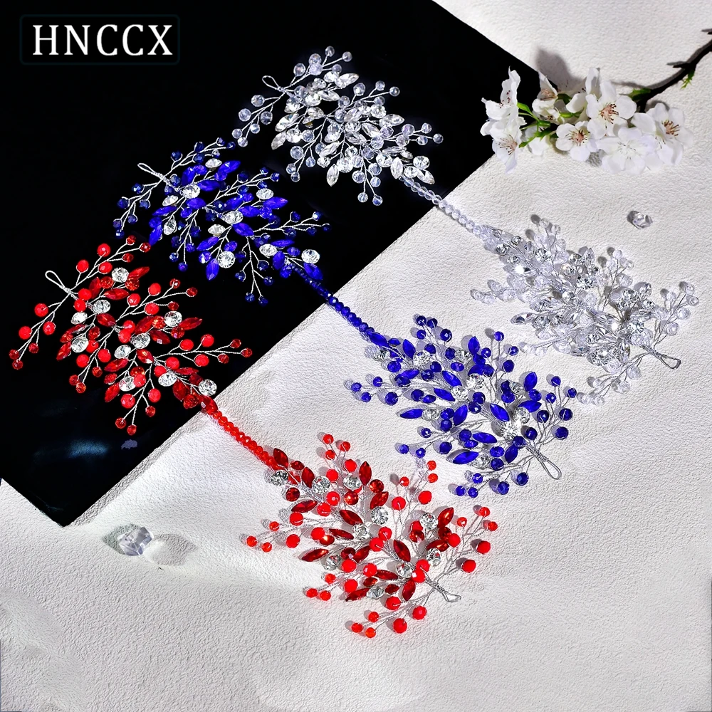 

HNCCX Handmade Colorful Crystal Head Hoop Hair Jewelry Brides Red Blue Silver Rhinestone Headband Wedding Hair Accessories CP804